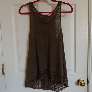 Olive Green Crochet Tank Top